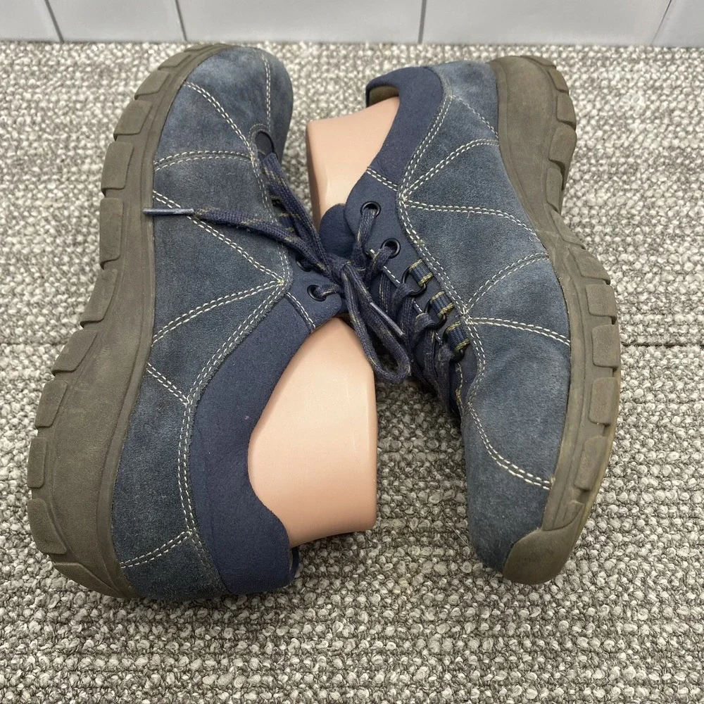 Clarks‎ Women's Shoes Sz 9 Wide Blue Leather Lace Up Comfy Ortho Support S7